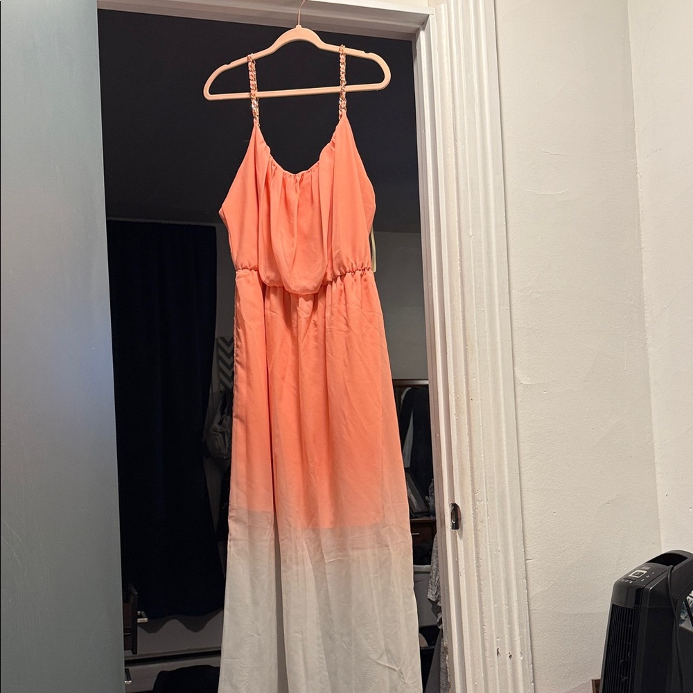 Studio Y Peach and White Maxi Dress